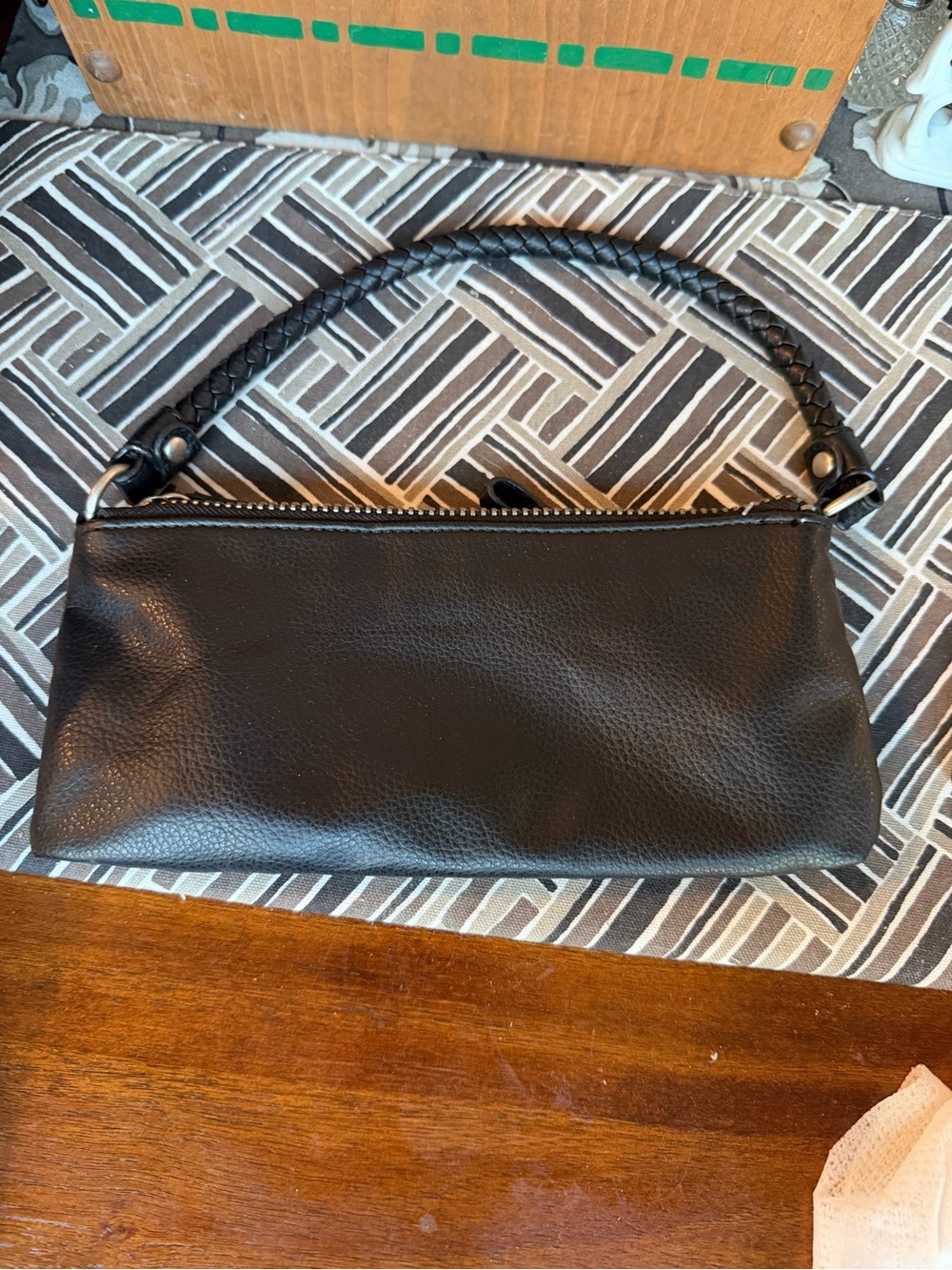 Black Leather Baguette Shoulder Bag - Women's Stylish Evening Clutch